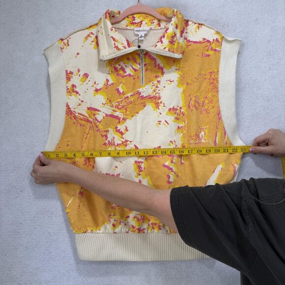 Making The Cut Sweater Vest Womens XS Yellow Pink Winning Look Quarter Zip Knit - Picture 2 of 9